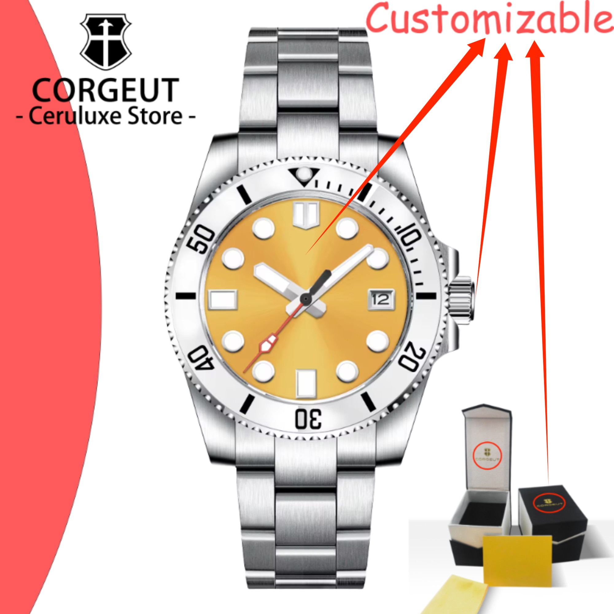 Luxury Watch Logos - CUSTOM Logo 40mm Men's Automatic Mechanical