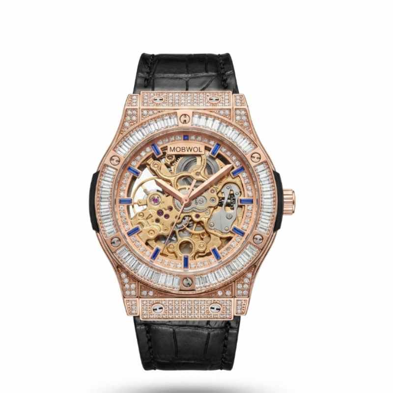 Luxury Watch On Sale - MOBWOL Rose Gold Skeleton Mechanical Watch