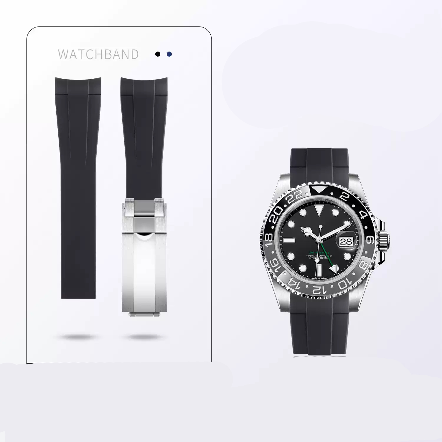 Luxury Watch Online - Rubber Watch For Rolex Black Green