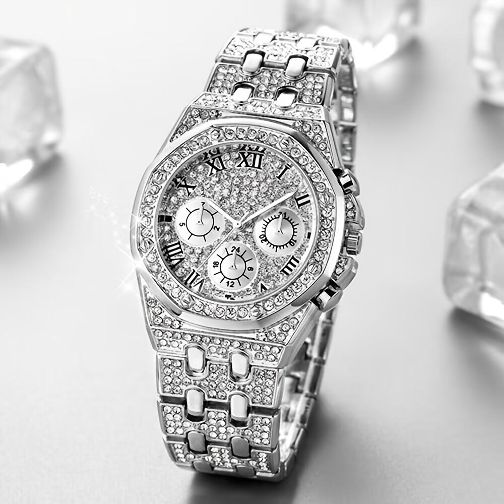 1pc Hip Hop Full Of Rhinestone - Luxury Watch Sale review and price