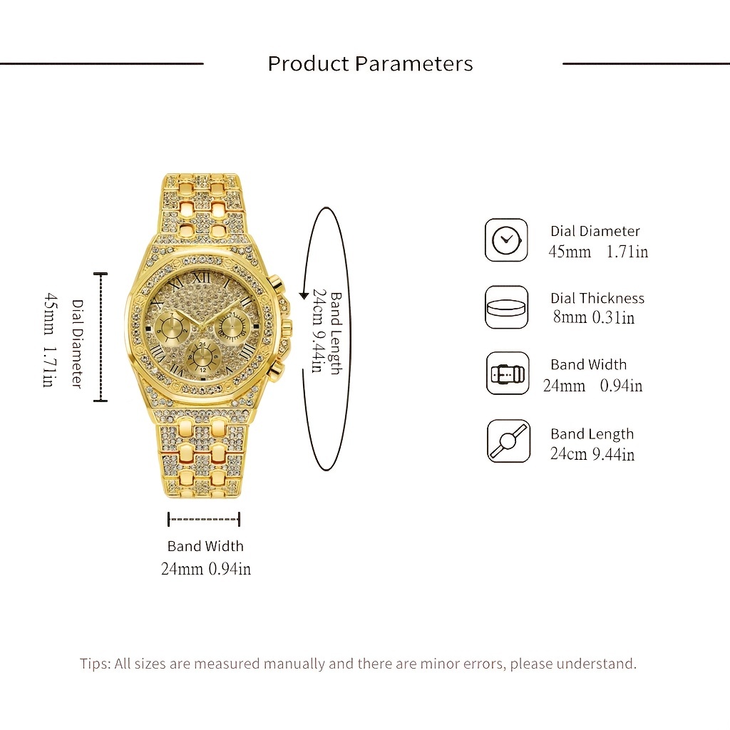 1pc Hip Hop Full Of Rhinestone - Luxury Watch Sale review and price